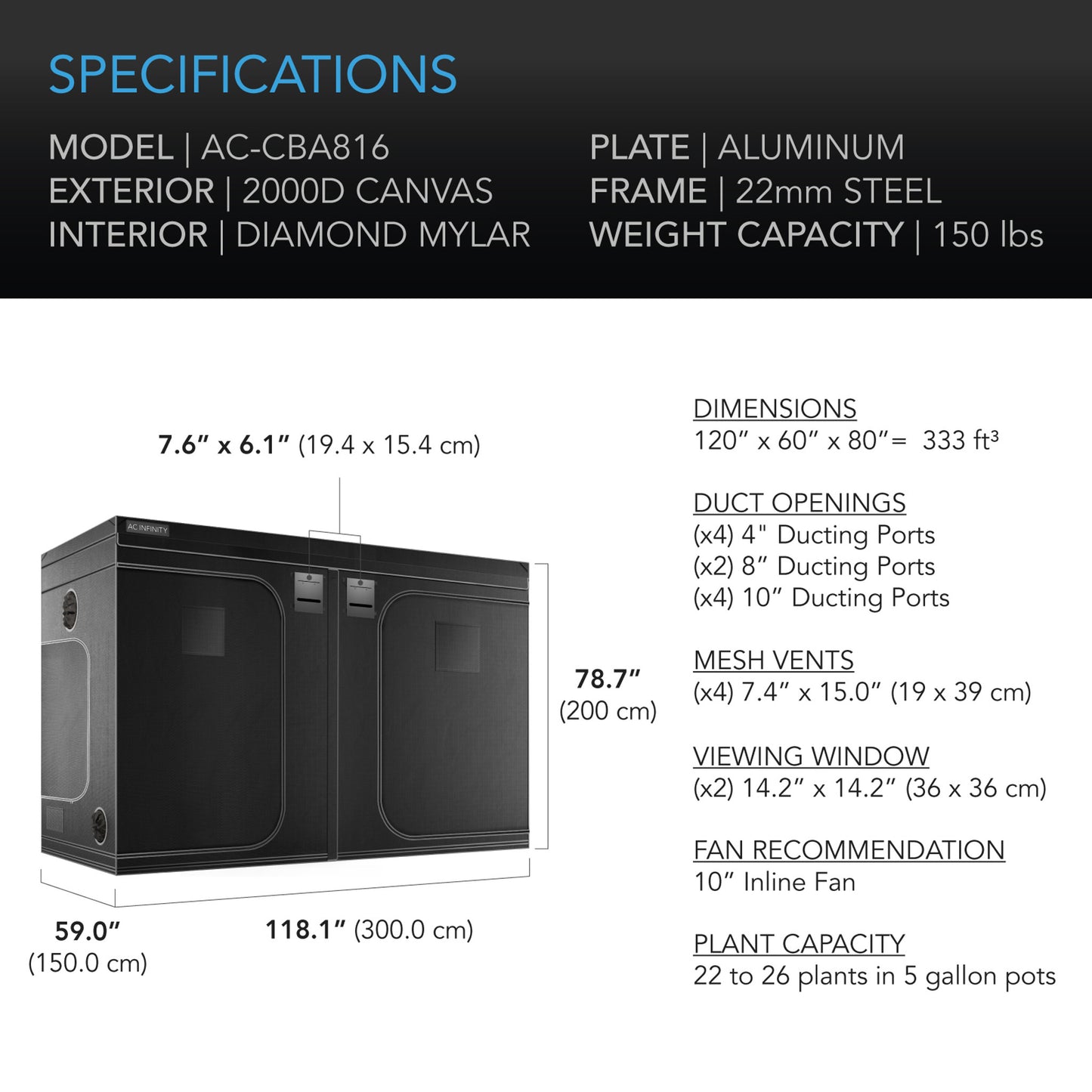 CLOUDLAB 816, Advance Grow Tent-10x5
