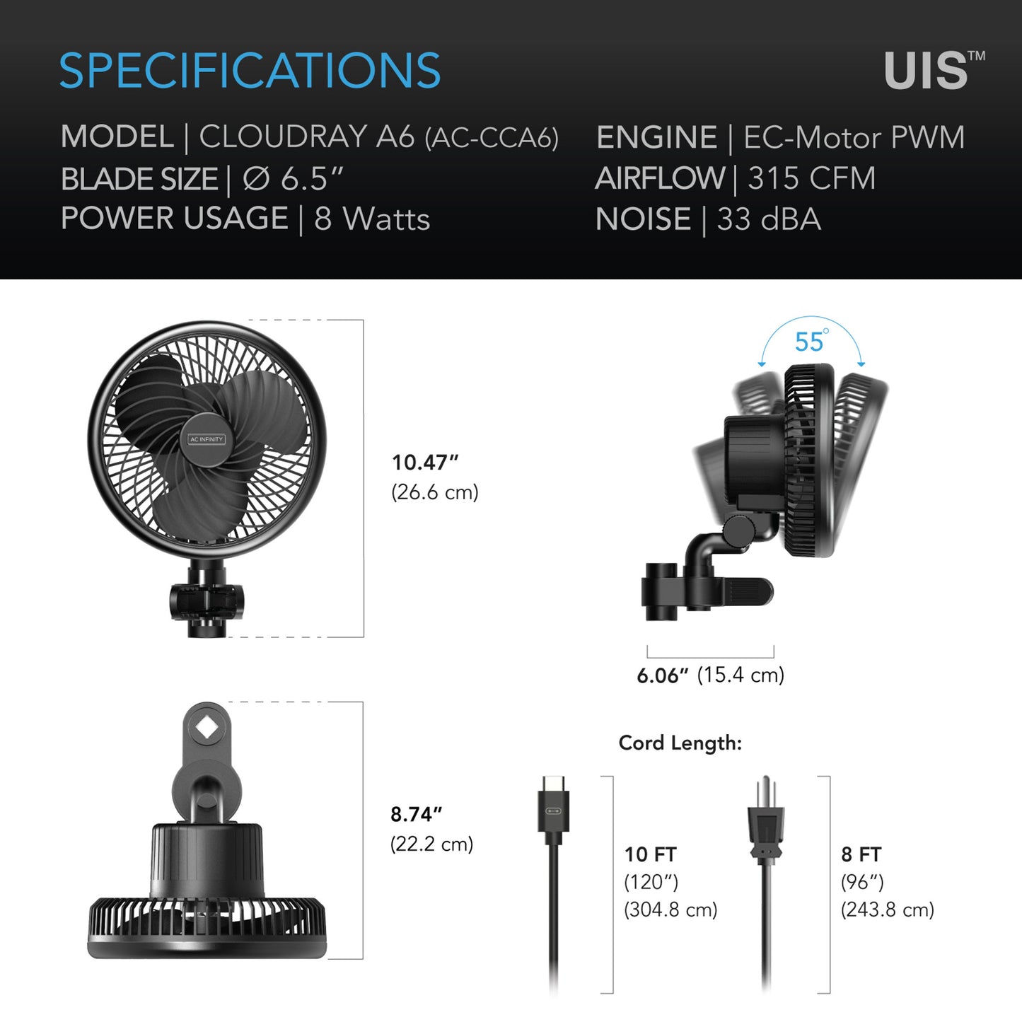 Cloudray A6 Clip Fan-6 inch