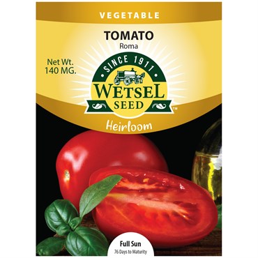 Wetsel Seed™ Heirloom Roma Tomato Seed - 140mg Packet