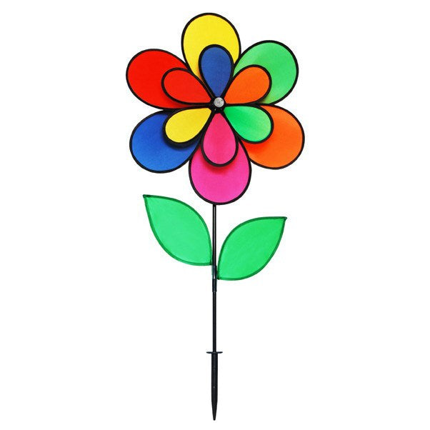 Gardener Select™ Double Petal Flower Pinwheel - Rainbow - 18in W x 28in H