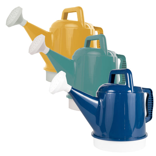 Bloem Deluxe Watering Can - 6pc - 2.5gal - In Trend Mix - Earthy Yellow, Bermuda Teal, and, Classic Blue