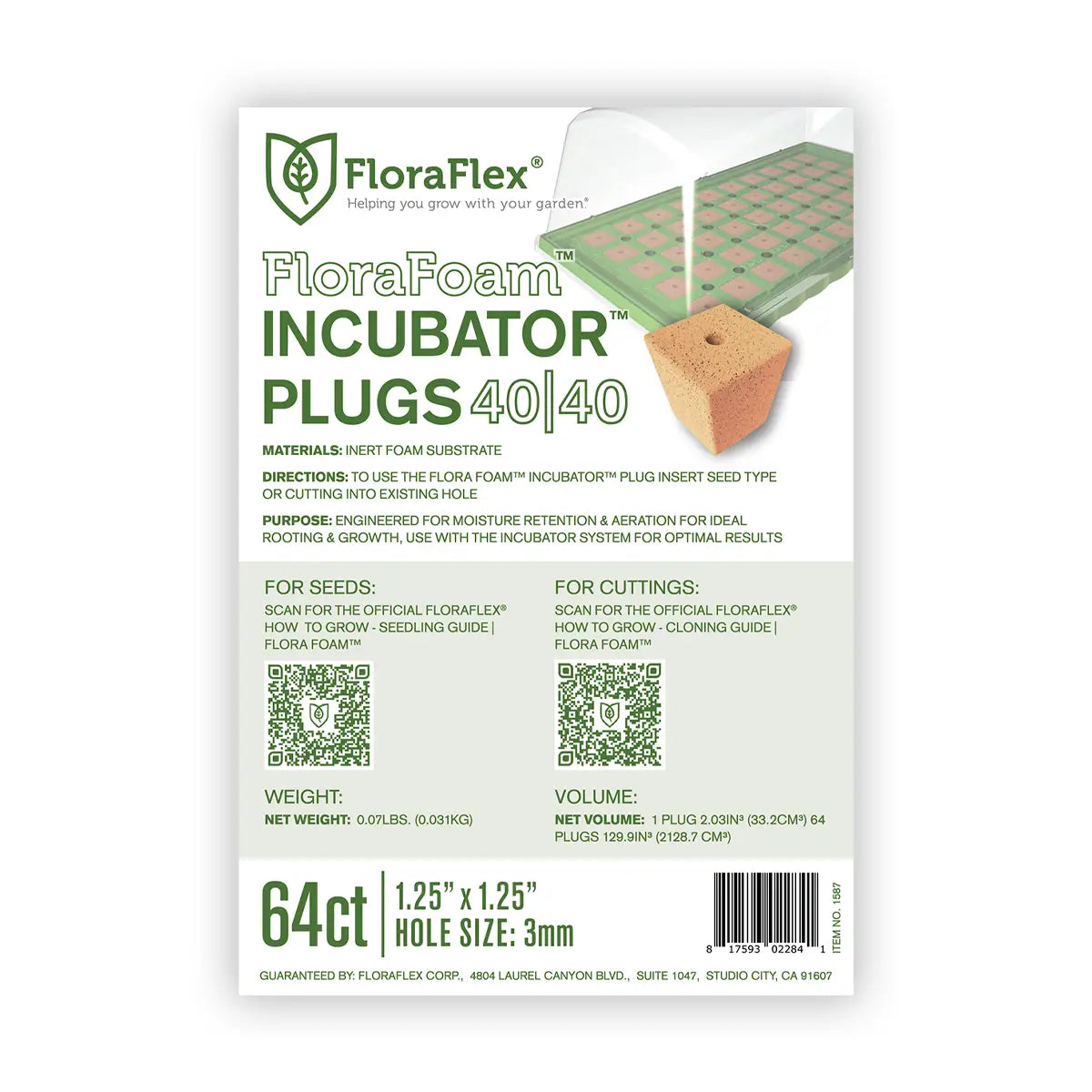 Flora Foam Incubator Plugs-64CT